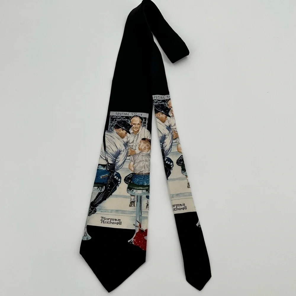 NORMAN Rockwell 1993 The Saturday Evening Post Black 100% Silk Men’s Tie